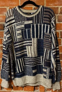 Suéter Cosby de mezcla de algodón Sedgefield para hombre talla grande bloques geométricos - Imagen 1 de 4