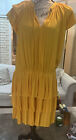 Current Air Of Los Angeles Stripe Pleated Marigold L Tiered Dress ??? Ret $86.00