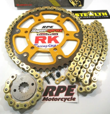 KIT DE CADENA Y PIÑONES ZX6R NINJA SUPERSPROX GOLD RK ZXW 520 QA 15/43 2007-2018 Foto 1 de 4