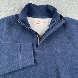 Brooks Brothers Sweater Mens Large Blue 1/4 Zip Sweatshirt Pullover Red Fleece - Picture 1 of 10