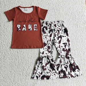 Toddler Baby Girls Boutique Outfit Fashion Wild Babe Bell Bottom Pants Set - Picture 1 of 8
