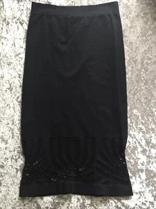 BEBE Skirt Womens Sz P/S Black Midi Stretch Bodycon Cutout Nylon Spandex - Picture 1 of 6