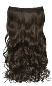 REECHO 18" 1 Pk 3/4 Full Head Curly Wavy Clips in on Synthetic Hair Ext Brown - Picture 1 of 5