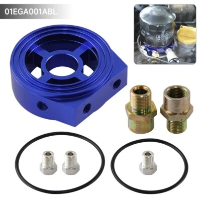 M20x1.5 Oil Filter Temperature Pressure Gauge Sensor Adapter Sandwich Plate Blue - Image 1 of 4