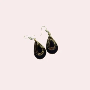 Vintage Tibetan Teardrop Dangle Earrings - Picture 1 of 12