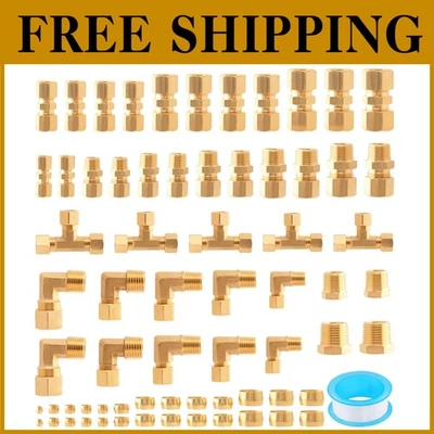 Brass Tube Fittings Kit - 68pc Brass Connectors Set - Image 1 of 4