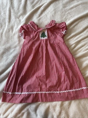 MARMELLATA Girls Size 4t Smocked Christmas Tree Dress Gingham - Image 1 of 4