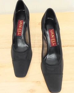 IOB VANELI black mesh mid height heels, square toe, square heel size 7 - Picture 1 of 13