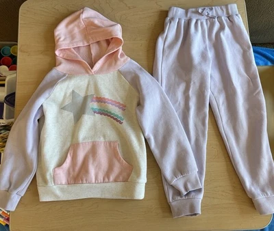 Conjunto de 2 piezas de sudadera y pantalones deportivos estrella talla 6 - rosa Foto 1 de 4