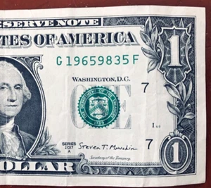 1965 Birth Year Note One Dollar Bill Fancy Serial Number G 1965-9835 F - Picture 1 of 3