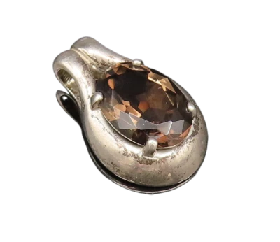 KABANA 925 Silver  Vintage Prong Set Smoky Quartz Drop Pendant  PT21573 - Imagem 1 de 4