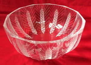 Lalique Signed Glass Crystal Centerpiece Dish Bowl Chevron Ceres France Older - Picture 1 of 7