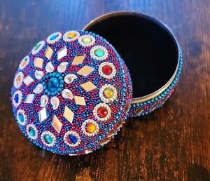 Bohemian jewelry box multicolored rare unique round