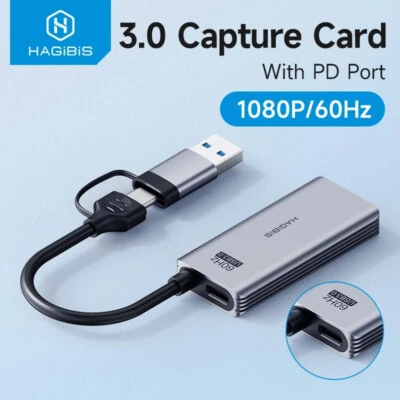HAGIBIS USB 3.0 Video Capture Card 100W HDMI to USB-C for Meta Quest 3 iPad Game Live St