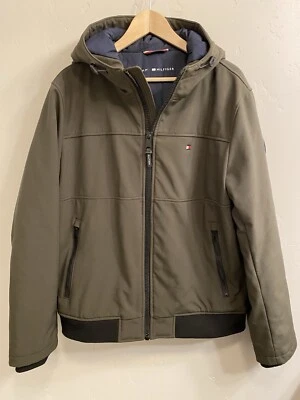 Tommy Hilfiger Men’s Size Large Olive Green Full Zip Softshell Hooded Jacket - Image 1 of 4