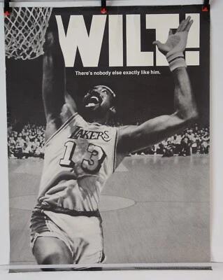 VINTAGE 1970s Wilt Chamberlain LA Lakers Rolled Poster Equitable Life 18"x24" - Image 1 of 4