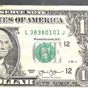 2013 $1 Fancy Serial “True Repeater” Dollar Bill – Collector’s Rarity Trending - Picture 1 of 3