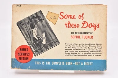 Some of These Days Autobiography of Sophie Tucker Armed Services Edition #1012 Foto 1 de 4
