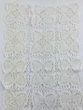 Vintage Crocheted Doily Table Runner Dresser Scarf White Centerpiece Lace Cotton