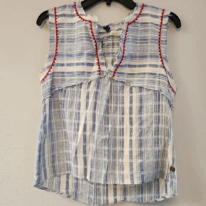 Vintage Pepe Jeans Top Size S Stripe Embroidered V Neck Boho Baby Doll Style - Picture 1 of 10