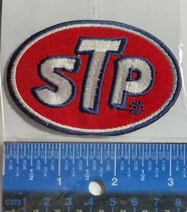 STP  Patch Racing Auto Embroidered Iron On or Sew High Quality Red BLue White - Picture 1 of 2