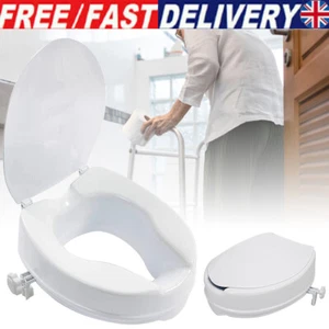 2/4/6" Inch Raised Toilet Seat Raiser With Lid Universal Elevated Disability Aid - Picture 1 of 17