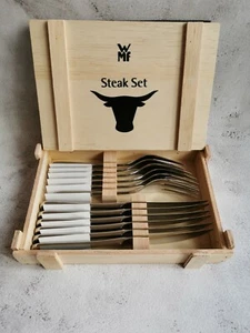 WMF Besteck Steakbesteck 12tlg Edelstahl poliert in Holzkiste, Neu OVP - Bild 1 von 9
