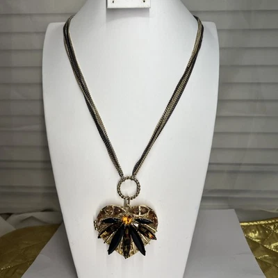 Betsey Johnson Hollywood Glam Heart Locket Long Necklace 12”+3Authentic 4 Layers - Image 1 of 4