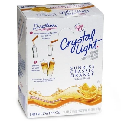 Crystal Light On The Go Sticks Sunrise Classic Orange 30 ct Box 4.8oz - Image 1 of 2