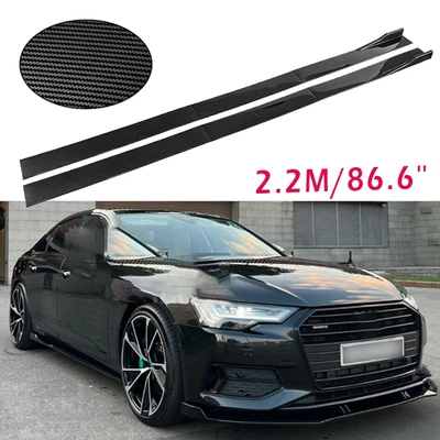 Carbon Fiber 2.2m Side Skirt Extensions Rocker Panel For Audi Quattro Foto 1 de 4