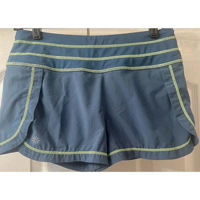 Pantalones Cortos Athleta Para Mujer M Verde Azulado Elastizados Cintura Forrados Atletismo Correr BOGO Foto 1 de 4