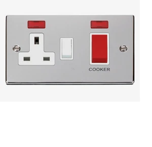Click Deco Polished Chrome 45A DP Cooker Socket + Neon VPCH205WH - Picture 1 of 1