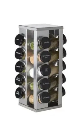 NOVO ORGANIZADOR ROTATIVO DE RACK DE ESPECIARIAS COPCO, 20 frascos de aço inoxidável escovado novo na caixa - Imagem 1 de 4