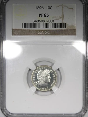 1896 Proof Barber Dime NGC PR65 Low Mintage Gem Quality 10C - Image 1 of 4