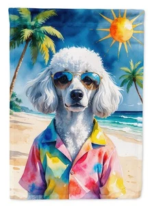 White Poodle Summer Beach Time Flag Canvas House Size DAC8290CHF - Picture 1 of 4