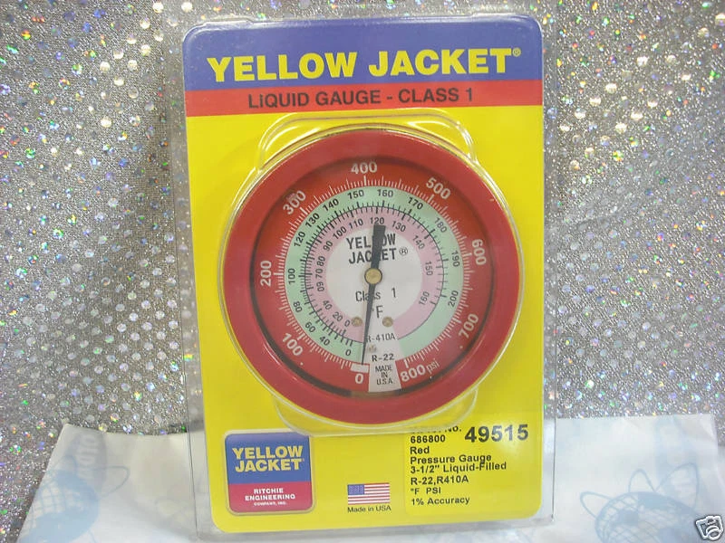 Gauge, LIQUID FILLED, 3-1/8 *R22-R410a RITCHIE 49515  - Image 1 of 1