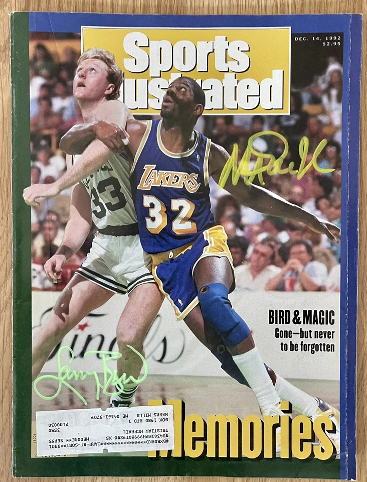 MAGIC JOHNSON & LARRY BIRD SIGNED  ICONIC SPORTS ILLUSTRATED DEC. 14, 1992🔥PSA - Image 1 of 4