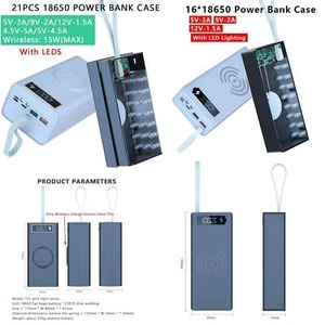 Solderless Portable Power Bank Case Removable per 16/21*18650 Li-ion Battery Box - Picture 1 of 37