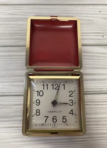 Vintage WESTCLOX Wind Up Travel Alarm Clock in Folding Case - Glow in Dark Hands - Picture 1 of 6