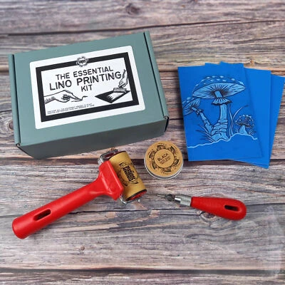 Essentials Lino printing craft kit with step by step guide, lino, ink and roller