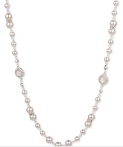 42 $ Anne Klein silberfarbene Stein & Kunstperlen Halsband Halskette 16 plus 3" Q30 - Bild 1 von 1