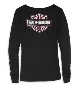 Harley-Davidson Scriot Font Five Snap Henley mujer - Imagen 1 de 2
