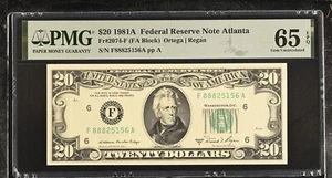 1981A $20 Federal Reserve Note Fr-2074-F Atlanta PMG65 Gem EPQ - Picture 1 of 2