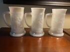 Set of Three Federal Glass Co Milk Glass Opalescent Pearl Lustre Steins
