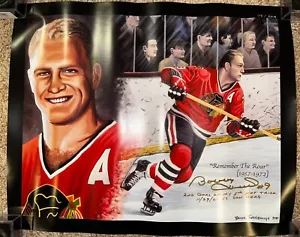 NHL Bobby Hull Blackhawks HOF Signed & Inscribed Lithograph 73/604 21"x17" - Picture 1 of 3