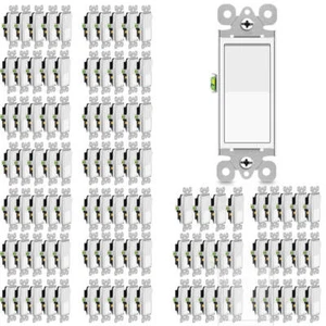 3 Way Decorator Paddle Rocker Wall Light Switch 120/277V On/Off Interrupter ×100 - Picture 1 of 12