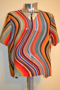 Paul Smith Donna Mulinello Righe Maglia Scollo A V Seta Misura 40 - Picture 1 of 6