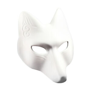 Accessoire de costume renard d'Halloween - masque kabuki kitsune à faire soi-même pour fêtes masquées