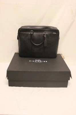 COACH Metropolitan Souble Zip Leather Briefcase 25975 Black E6 - Image 1 of 4