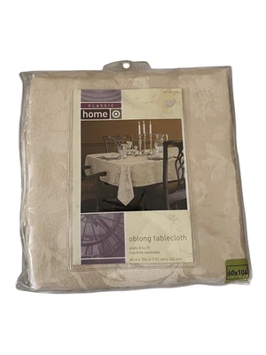 Target Home Beige Floral Oblong Tablecloth 60 x 104 Seats 8 to 10 Home Decor - Image 1 of 4